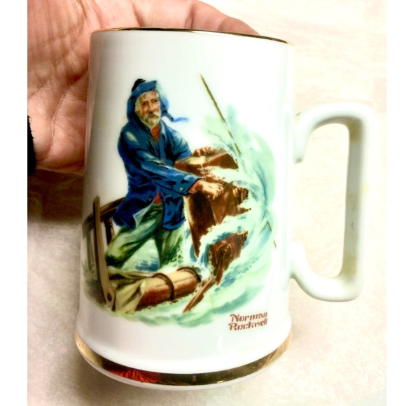 VTG 1985 NORMAN ROCKWELL Braving The Storm Tankard Mug Seafarer's Collection - Picture 1 of 7
